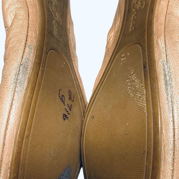 LUCKY BRAND 6.5 M Leather Emmie Ballet Flats Pearl Shimmer Golden Slip On Shoes - Picture 5 of 7